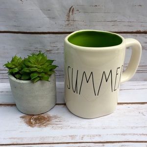 Rae Dunn SUMMER mug with green interior