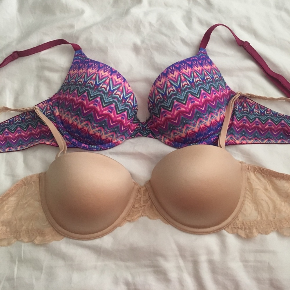 2 VS Pink Push-up Bras