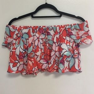 Colorful floral flowy crop top