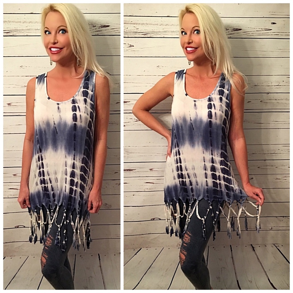 Blue tie die knot tunic! - Picture 1 of 4