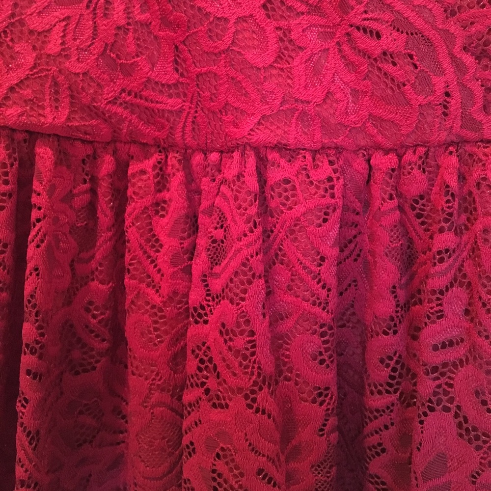 ONLY ONE LEFT Red Scallop Lace Maternity Dress - Picture 3 of 5