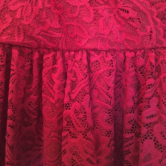 ONLY ONE LEFT Red Scallop Lace Maternity Dress - Picture 3 of 5