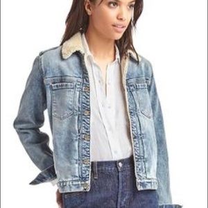 Gap 1969 XS Faux Sherpa Denim Jean Jacket NEW
