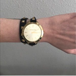 Michael Kors Black Pyramid Slim Runway Watch