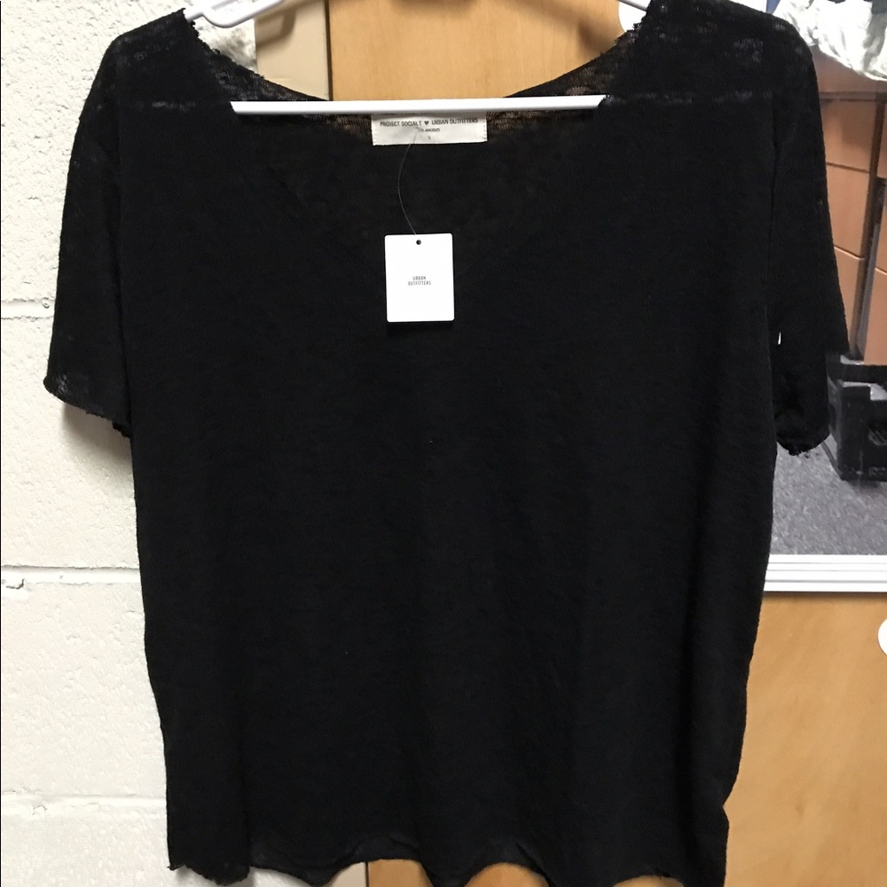 Project Social T Textured-Knit V-Neck Tee