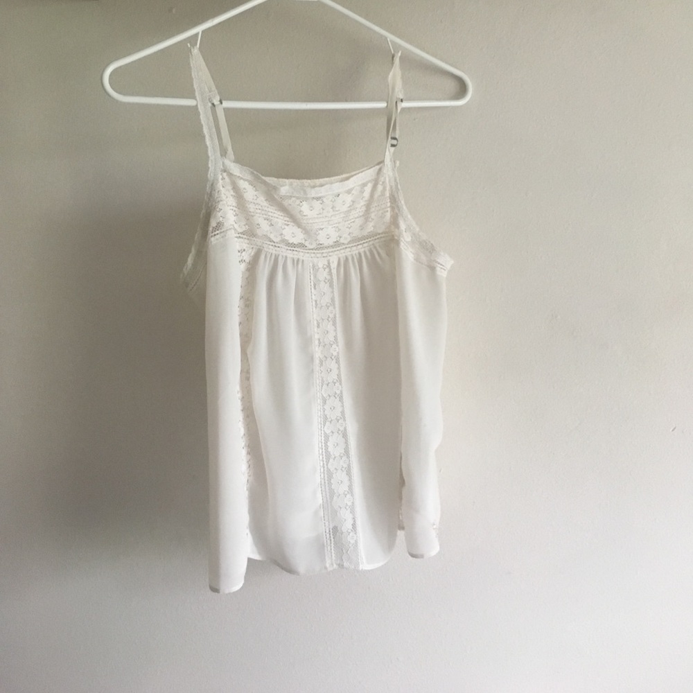 Abercrombie & Fitch White Lacey Tank