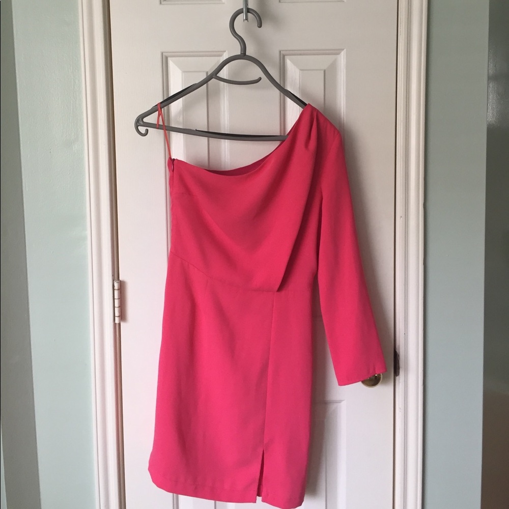 Pink one shouldered cocktail dress