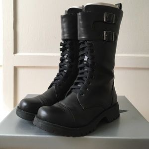 Black Volatile Lace Up Combat Boots
