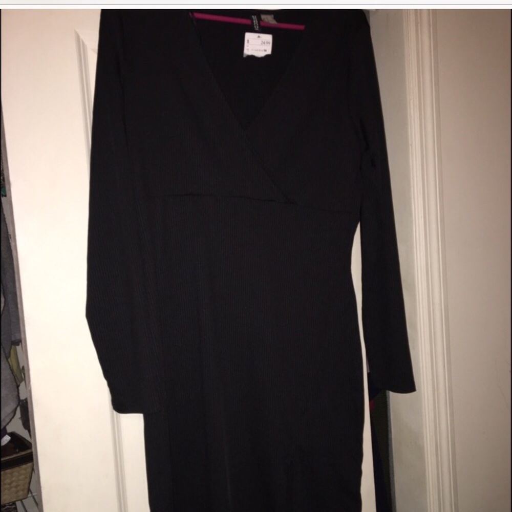 Black faux wrap dress