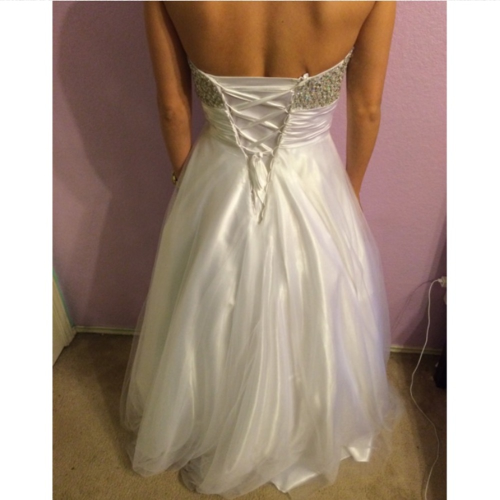 White diamond encrusted prom dress