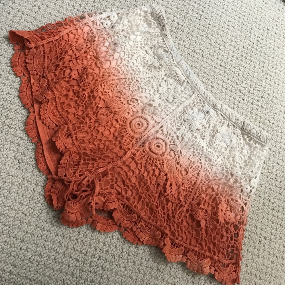 Ivory and orange ombré shorts
