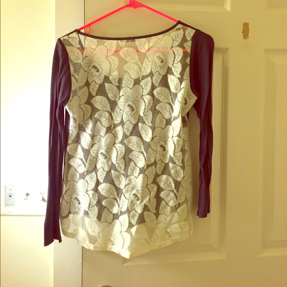 Grey Blouse with white lace open back