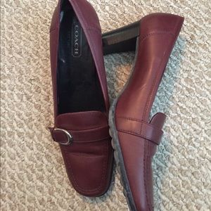 Burgundy loafer style Coach heals