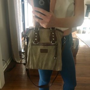 Beige convertible tote/cross body