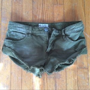 Free People Olive Green Denim Shorts (25)