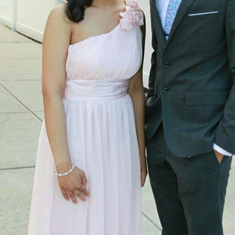 H&M one shoulder pink prom dress
