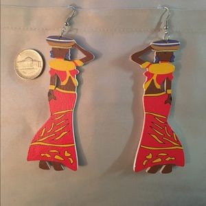 Lady in red earrings