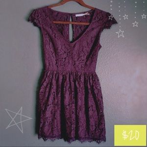 UO Purple Lace Dress with Fringe Trim