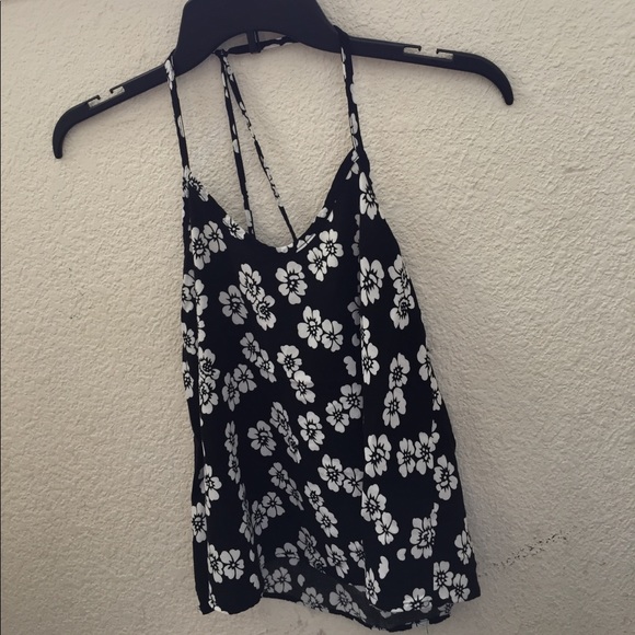 Black tank top with white flowers size M - Picture 1 of 1