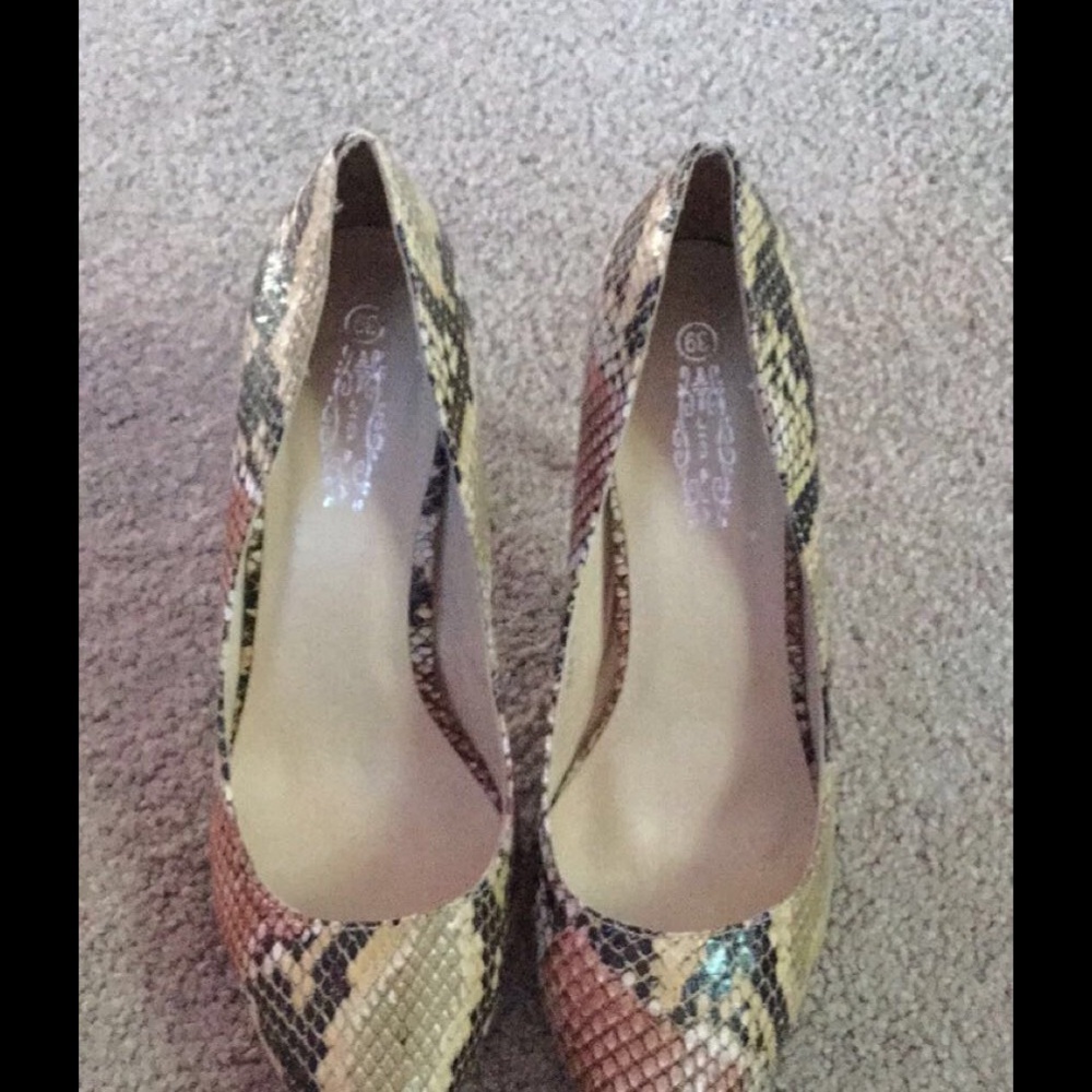 Faux Snakeskin Heels