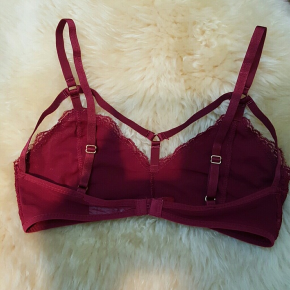 New Burgundy Bralette cut out caged lace strappy - Picture 2 of 4