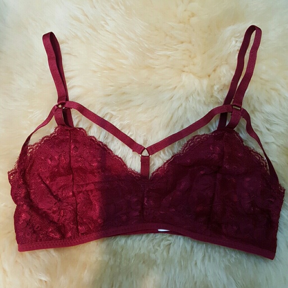 New Burgundy Bralette cut out caged lace strappy - Picture 3 of 4