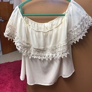 Off the shoulder white blouse