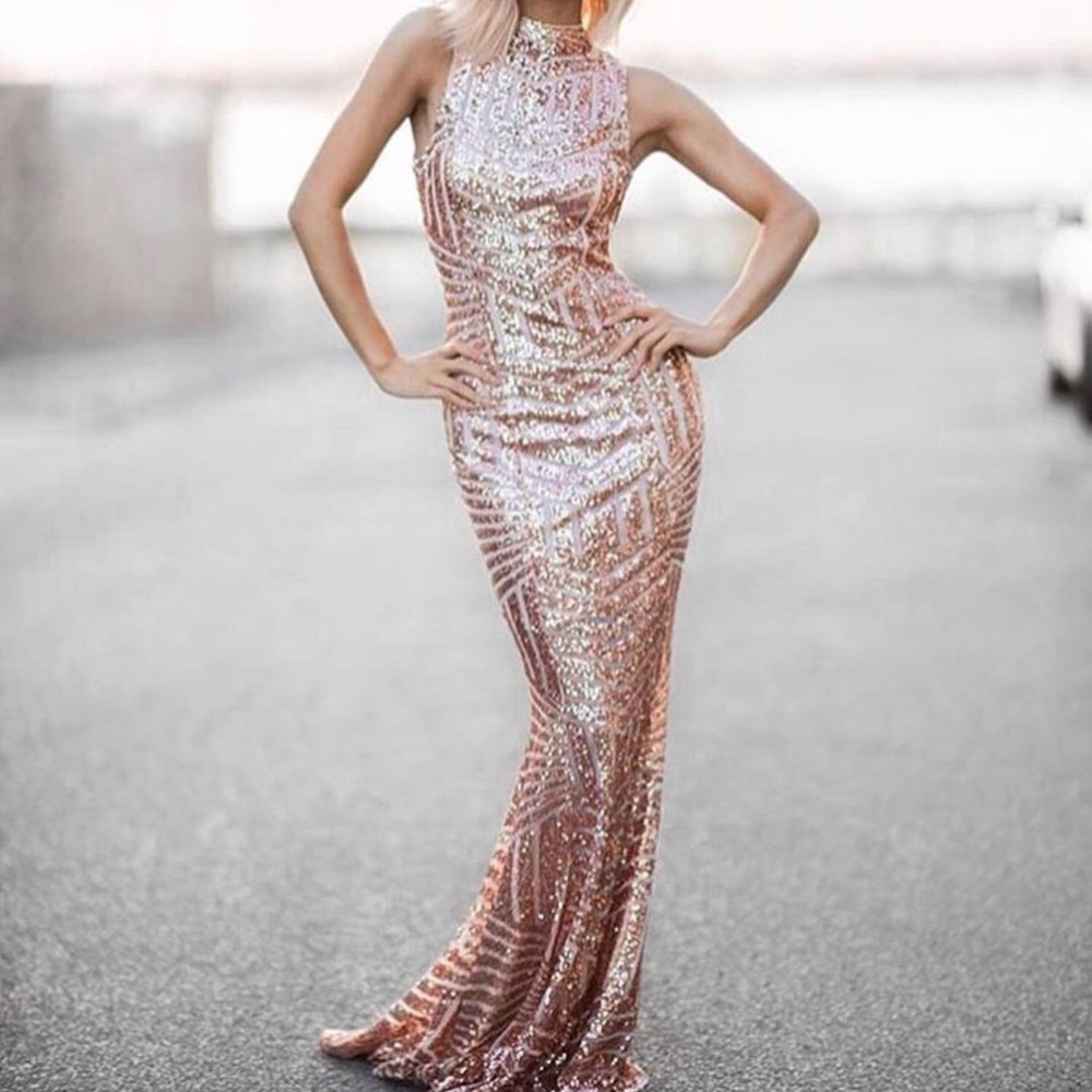 Rose-gold prom dress