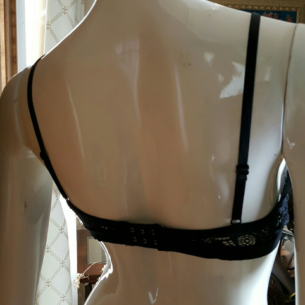 New Black Bralette cut out caged  strappy floral - Picture 2 of 4