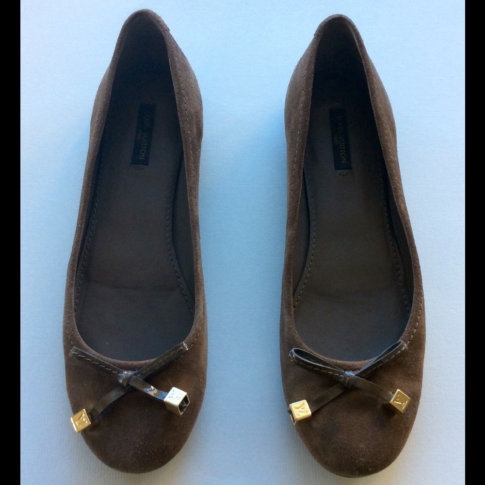 Louis Vuitton Debbie Flats, Brown Suede, size 7.5