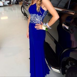 PROM DRESS 👗 (Blue, one shoulder, sequin detail)