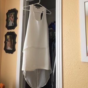 High low dress with sheer overlay