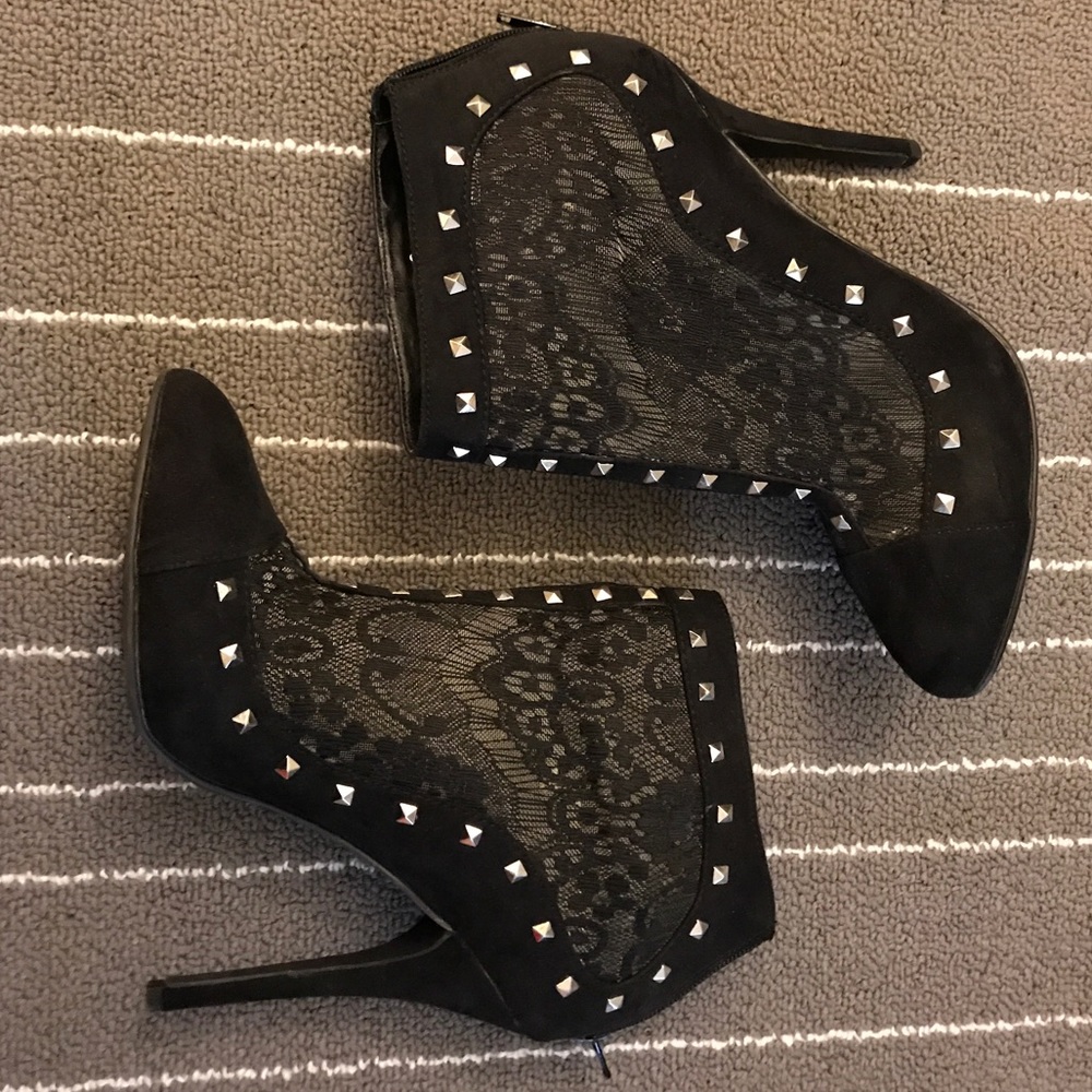 Studs and lace ankle boots