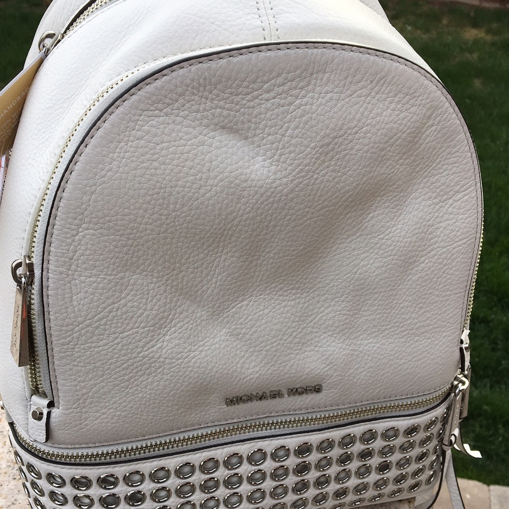 NWT Michael Kors white grommet back pack