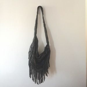Vintage Leather Fringed Patchwork Handbag