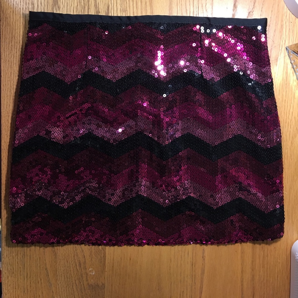 Pink sequin chevron mini skirt