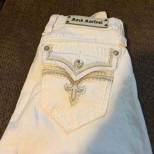 Rock revival straight white jeans