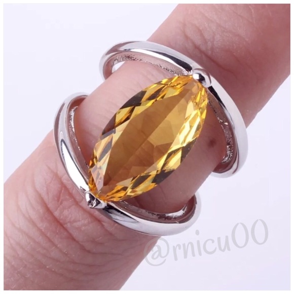 Swarovski Crystal Marquise Champagne Silver Ring! - Picture 11 of 15