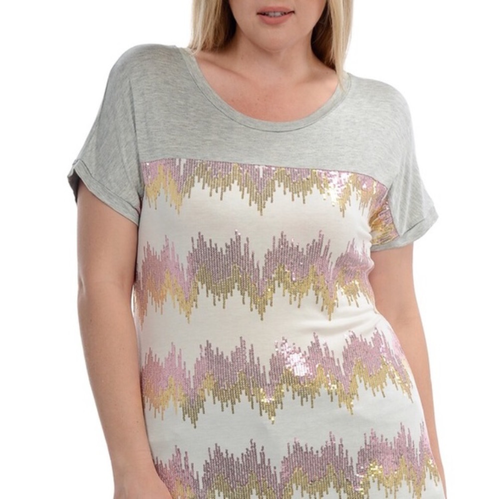 Plus Size Sequin Top