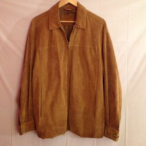 Brandini men's leather jacket. Camel color. Suede.