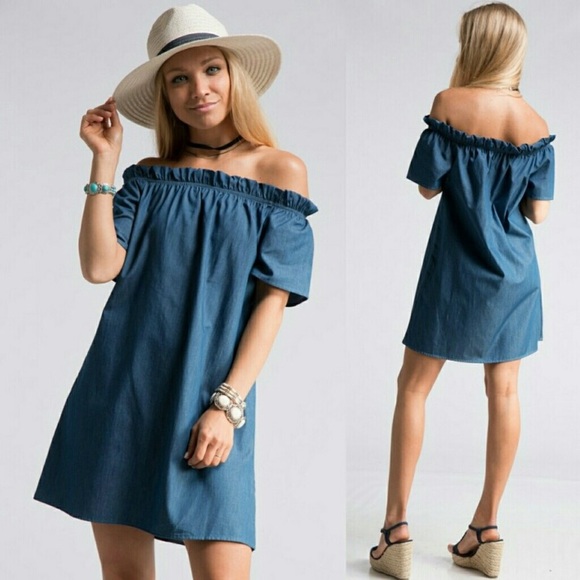 Dresses & Skirts - 🎉CLEARANCE🎉 Chambray Off Shoulder Dress
