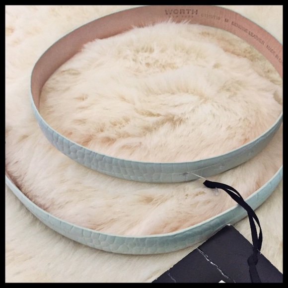 Accessories - WORTH New York | leather pale green belt