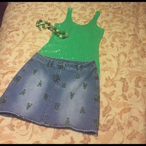 Lilly Pulitzer jean skirt green lobster