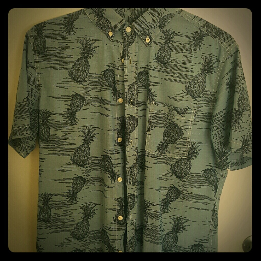 Blue Short Sleeve Pattern Casual Shirt