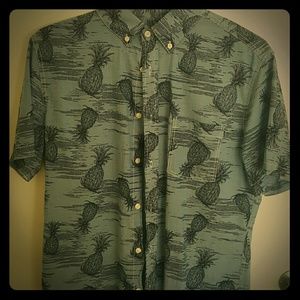 Blue Short Sleeve Pattern Casual Shirt