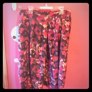 Plus size floral pleated skirt