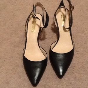 Black leather heels