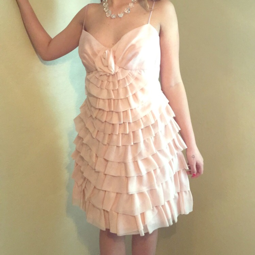Betsey Johnson Size 8 Silk Ruffle Rose Dress NWOT