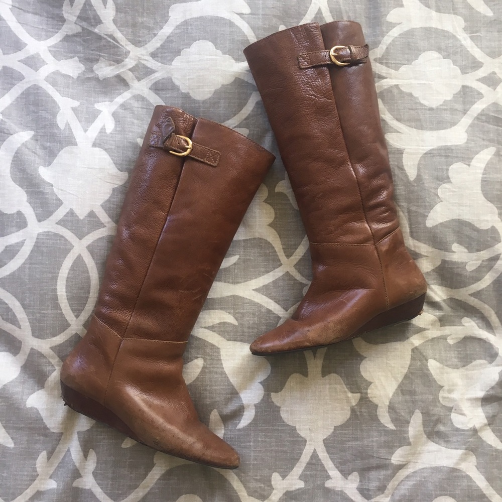 Steve Madden cognac wedge boots