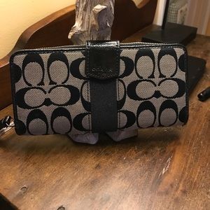 Black and gray coach wallet